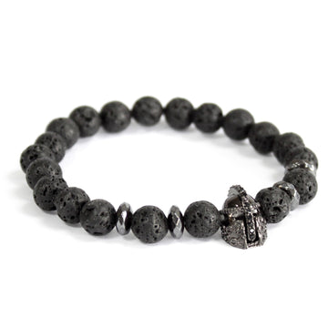3x Knight's Helmet / Lava Stone - Gemstone Bracelet - Hira Online
